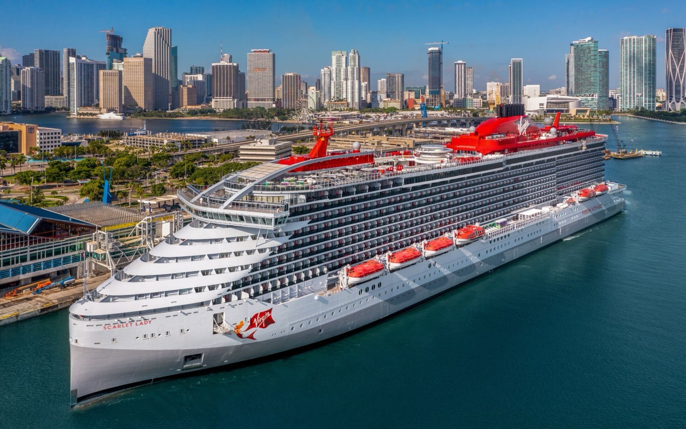 The Scarlet Lady docked in port